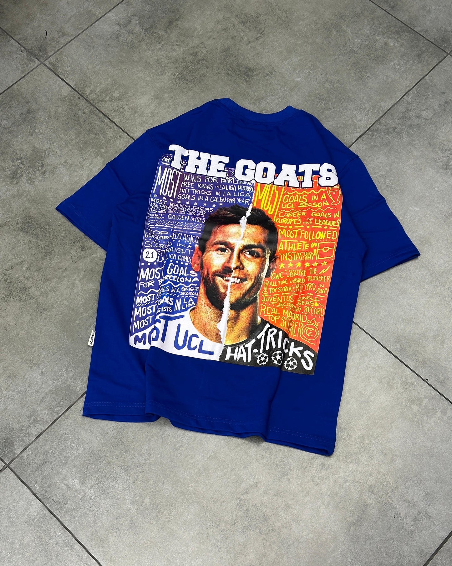 The GOATS - Messi Ronaldo Dropshoulder Tshirts