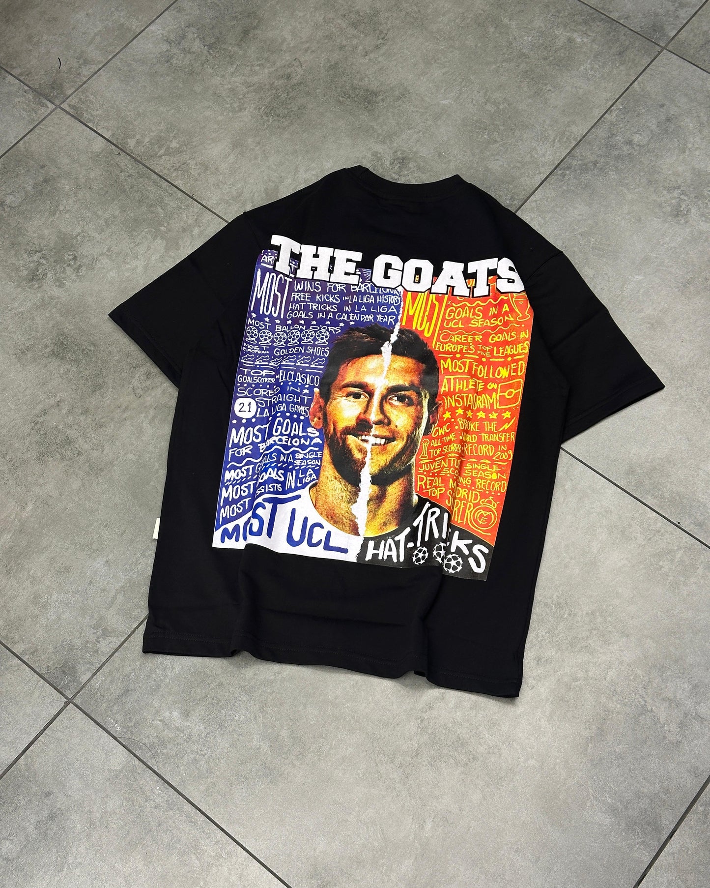 The GOATS - Messi Ronaldo Dropshoulder Tshirts
