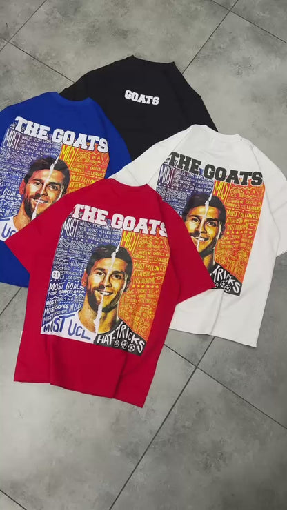 The GOATS - Messi Ronaldo Dropshoulder Tshirts